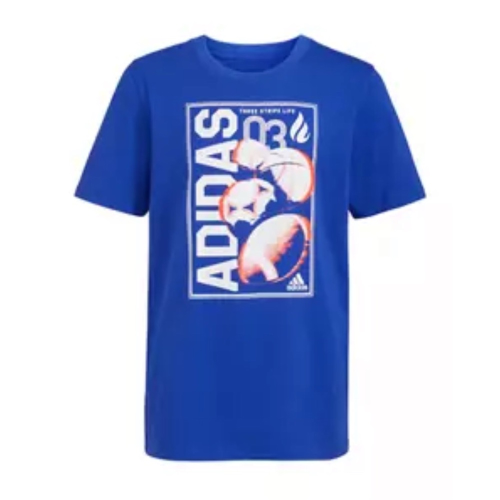 Adidas Kids Blue Three Stripe Life Graphic T-Shirt
